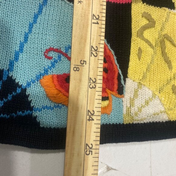 Vtg 90s Susan Bristol Embroidery Cardigan Sweater Womens Size M Colorful Patchwo - Picture 14 of 15